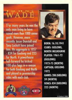 1996 Select AFL Hall of Fame #76 Doug Wade Back